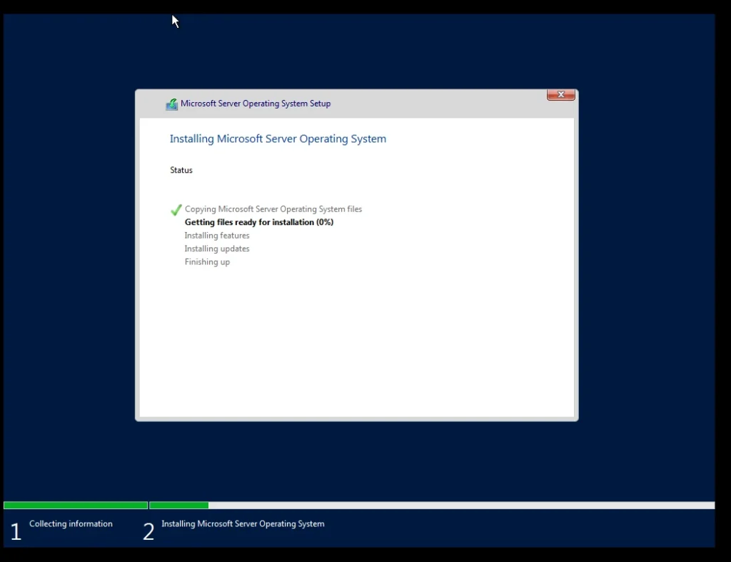 Installing Microsoft Server Operating System