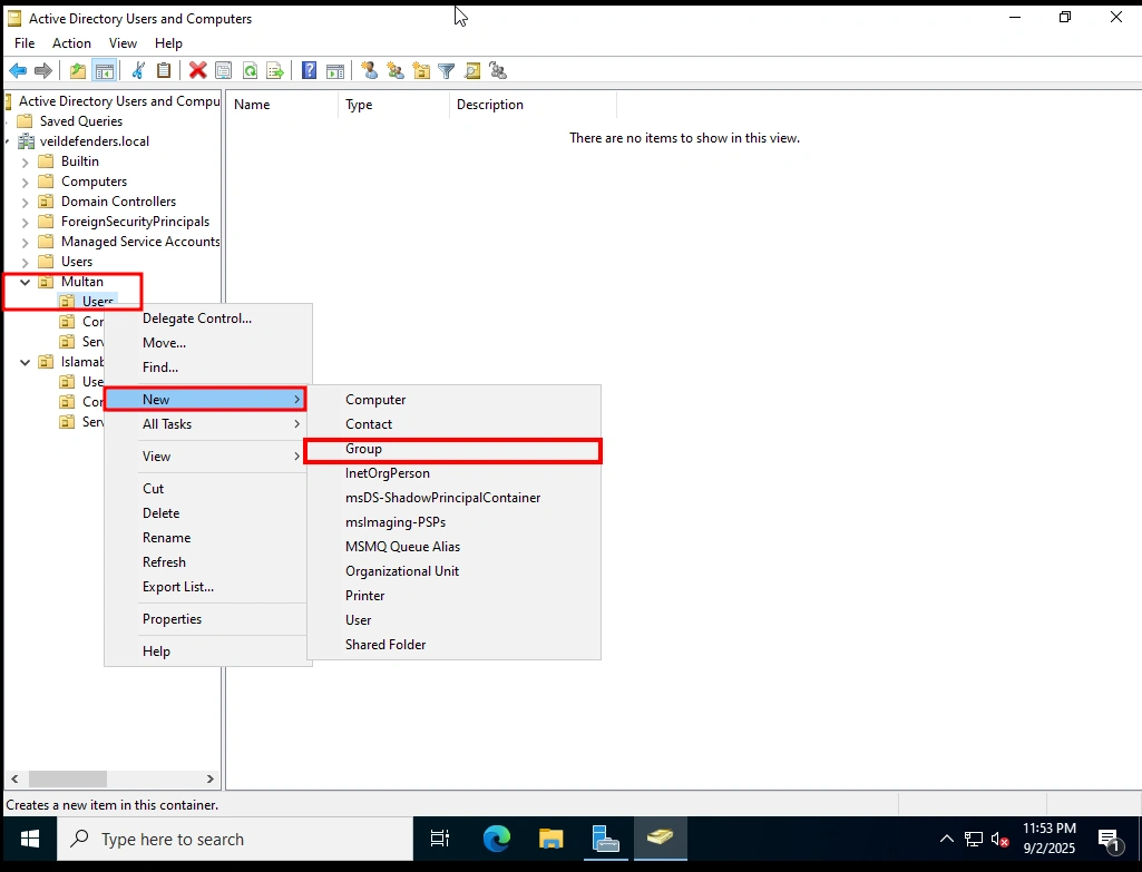 Create Groups on Window Server
