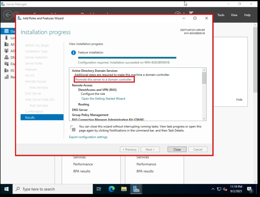 Promote this Server to a domain controller