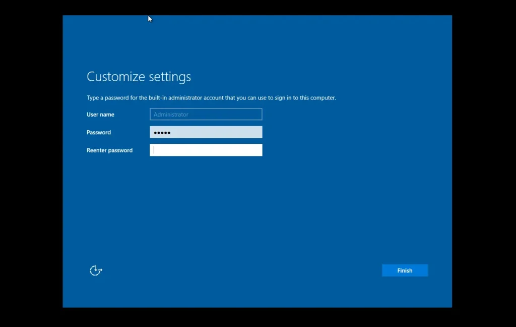 Customize setting of window server and set username and password 