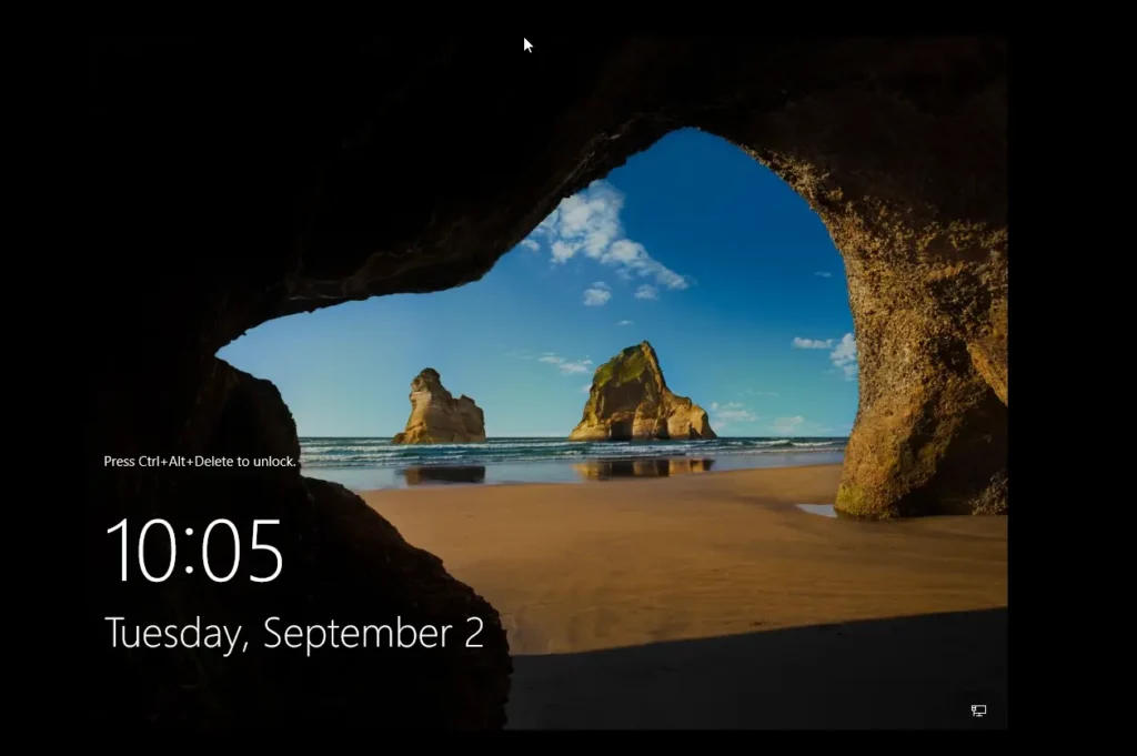 Window server Administrator log in Screen